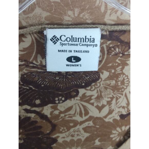 Columbia Brown Floral 3/4 Sleeve Top Crew Neck Size‎ Large - Picture 4 of 6